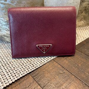 Prada Deep Red Leather Wallet